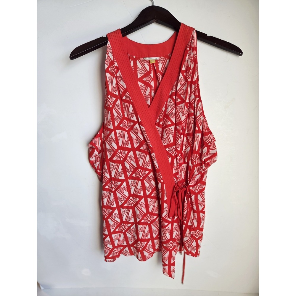 Anthropologie Leifsdottir 100% Silk Geometric Tank Top Sz 2 Artsy‎ Tunic